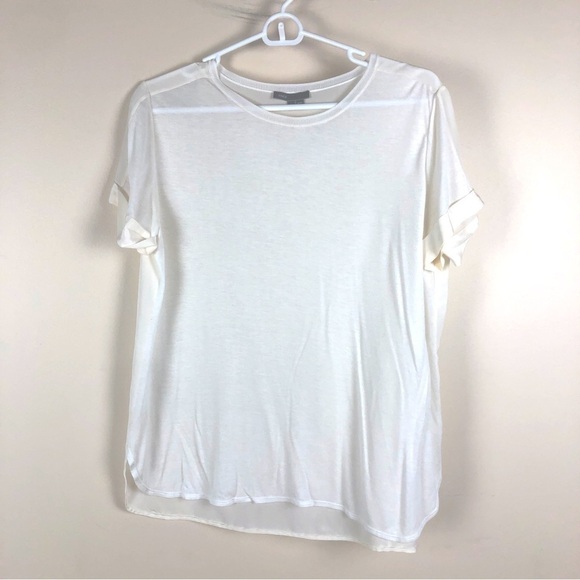 Vince white cuff short sleeve tee size large - Picture 1 of 10